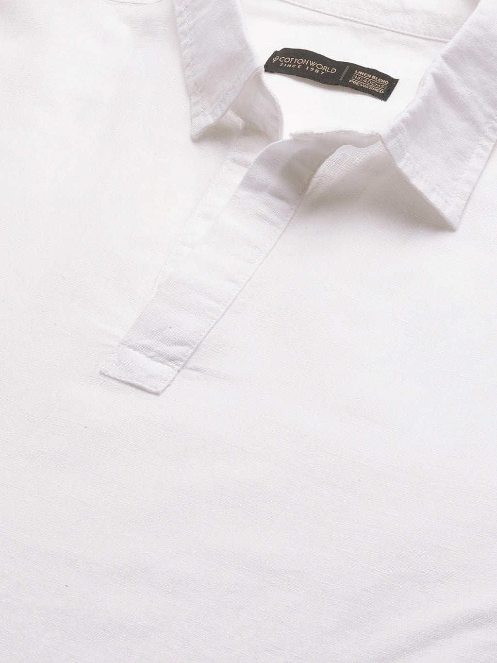 Men's White 100% Linen Regular Fit Kurta Shirt