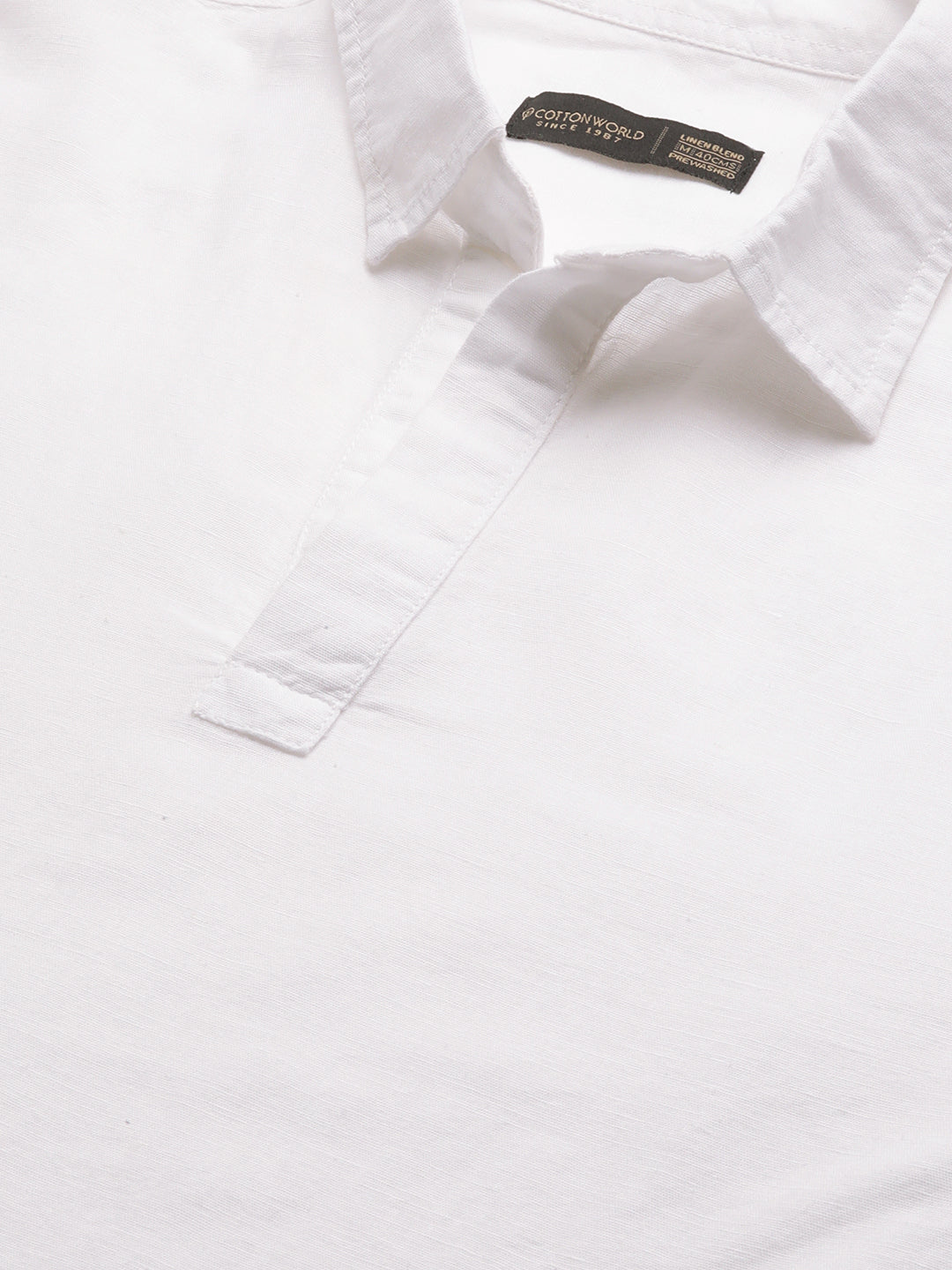 Men's White 100% Linen Regular Fit Kurta Shirt