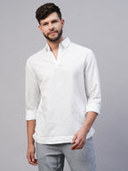Men's White 100% Linen Regular Fit Kurta Shirt