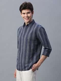 Men’s Cotton Linen Regular Fit Shirt Black