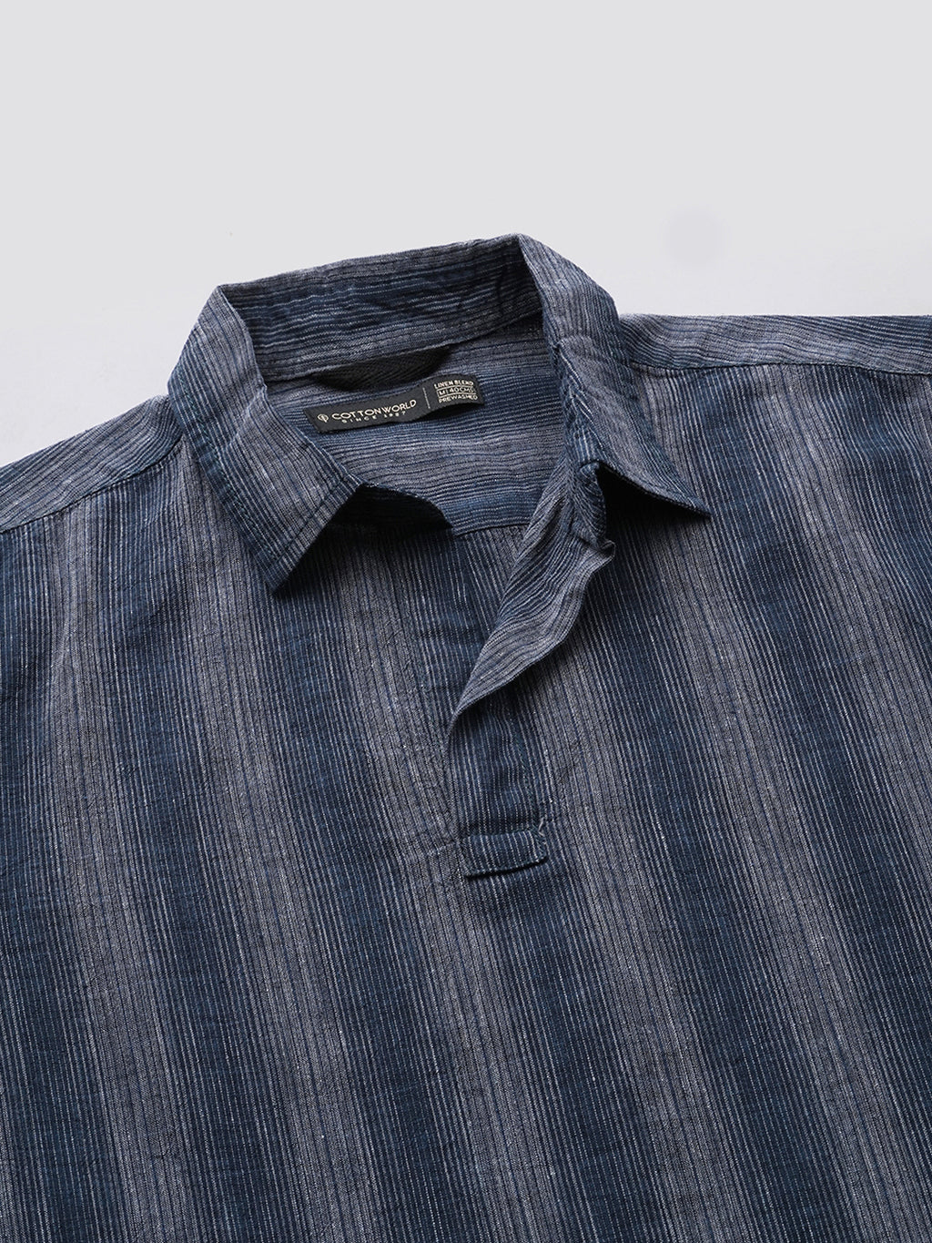 Men's Black Cotton Linen  Regular Fit Shirt