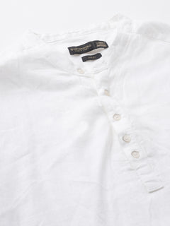 Men's White 100% Linen Slim Fit Kurta Shirt