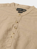 Men's Khaki Linen Cotton Slim Fit Shirt