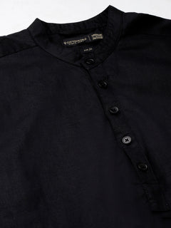Men’s Linen Cotton Slim Fit Shirt Black