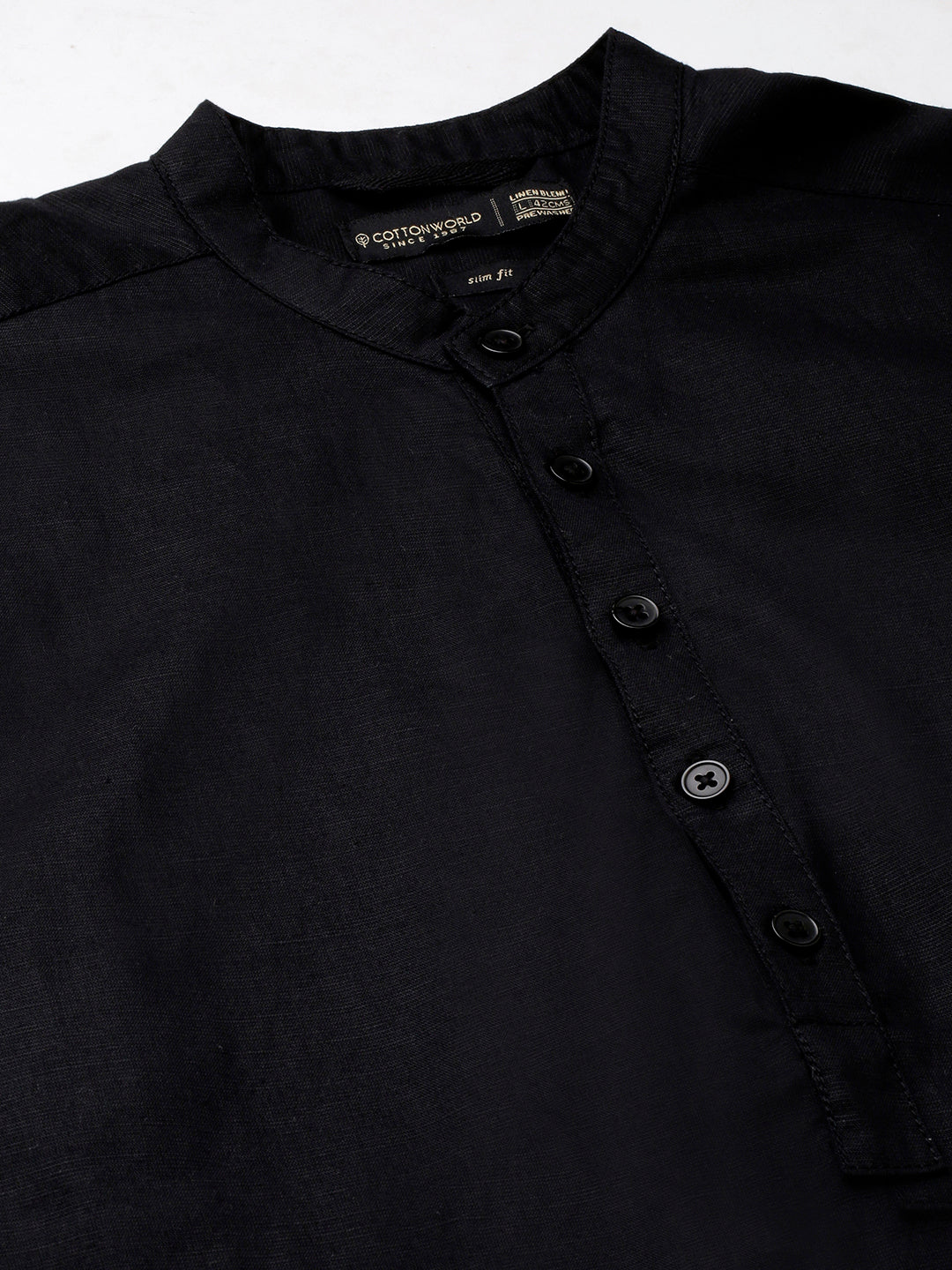 Men’s Linen Cotton Slim Fit Shirt Black