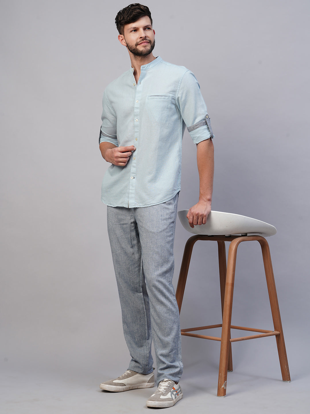 Men's Linen Cotton Sky Regular Fit shirt