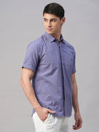Men's Blue Cotton Regular Fit Shirt