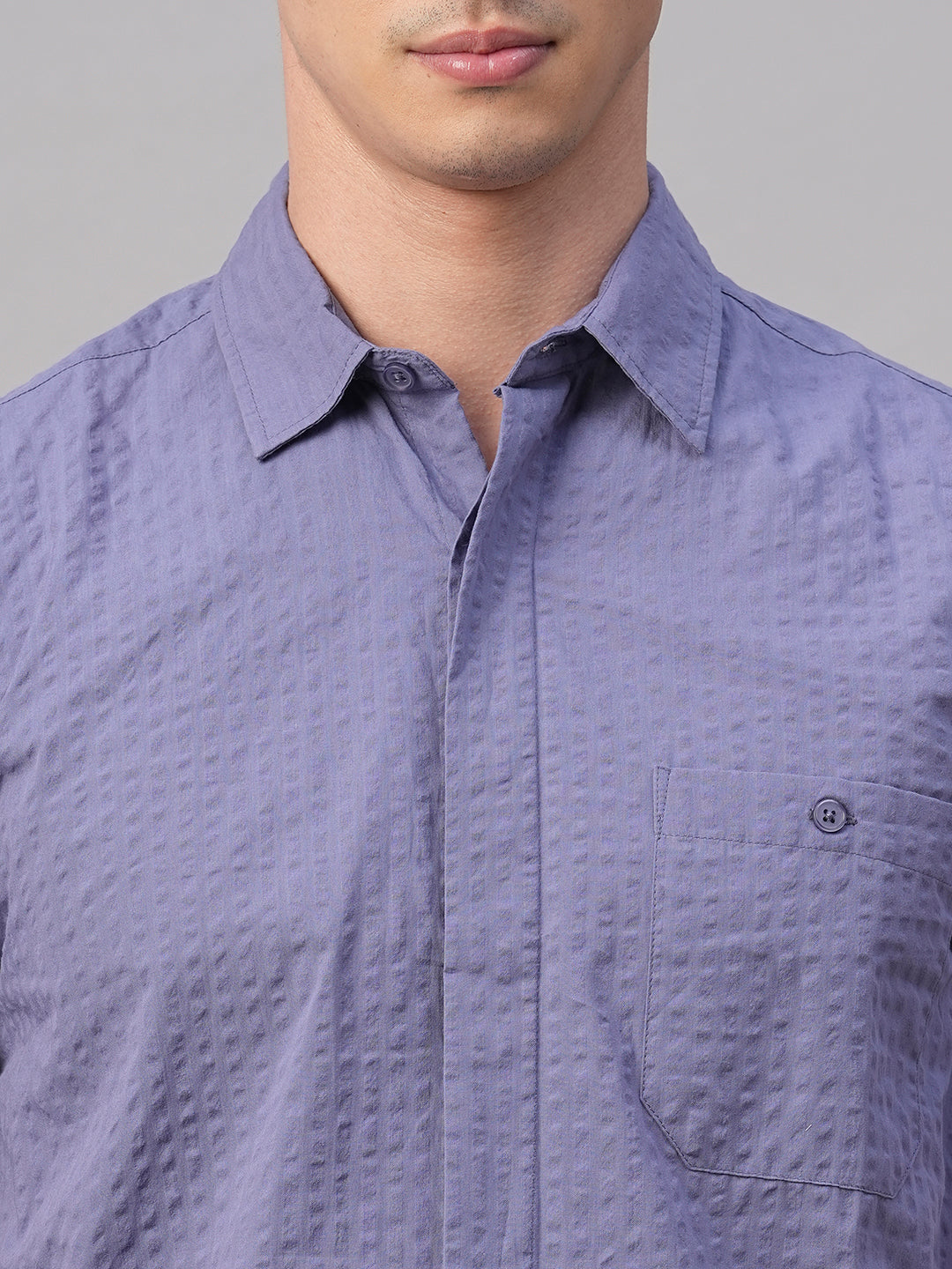 Men's Blue Cotton Regular Fit Shirt