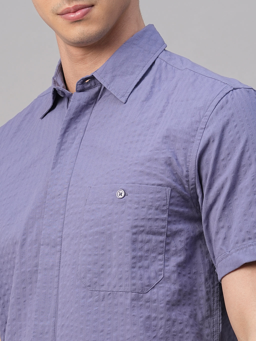Men's Blue Cotton Regular Fit Shirt
