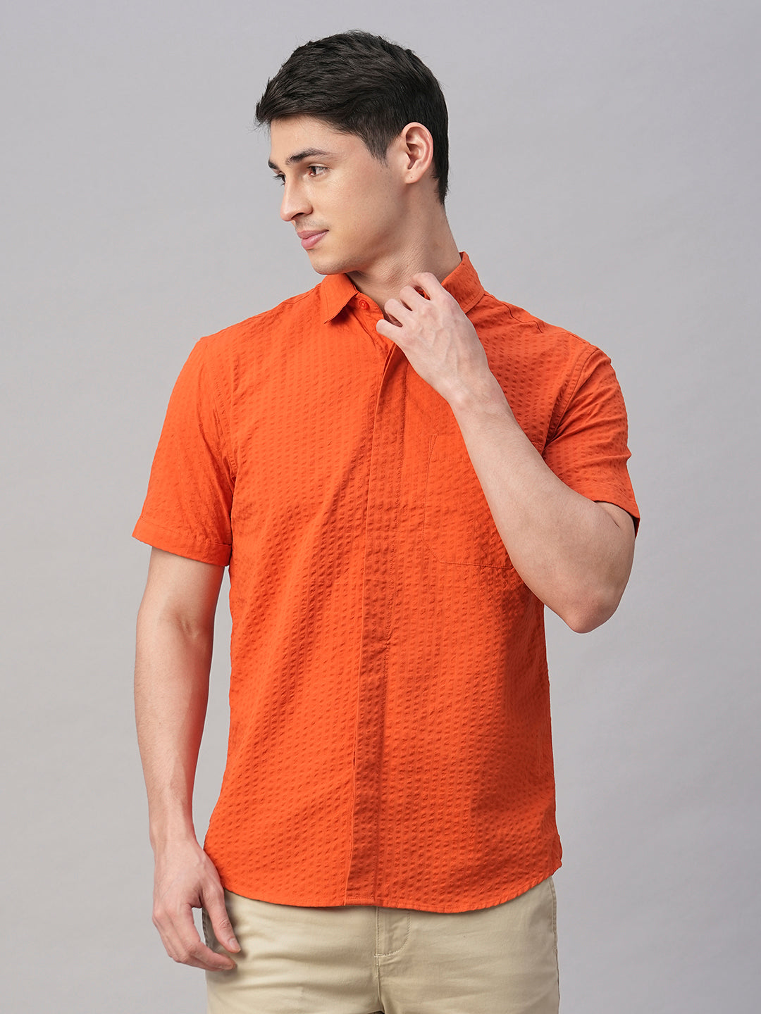 Men's Brick Cotton Regular Fit Shirt