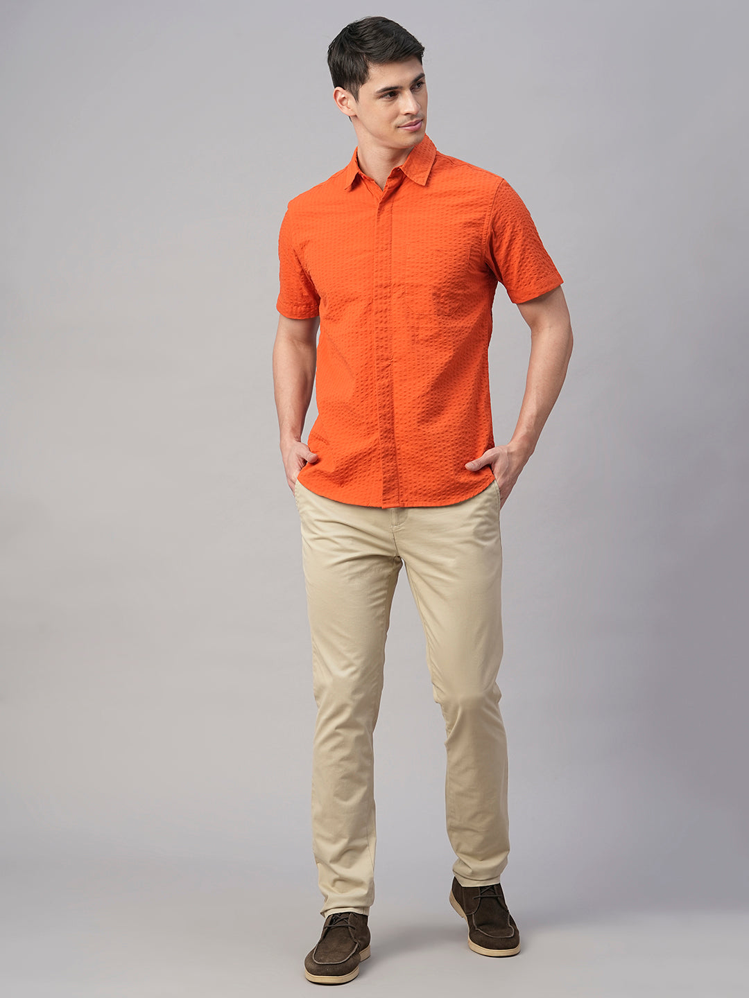 Men's Brick Cotton Regular Fit Shirt