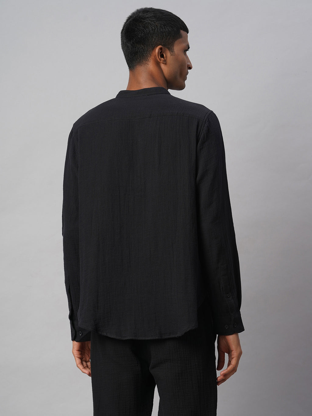 Men's Black 100% Cotton Loose Fit Shirt