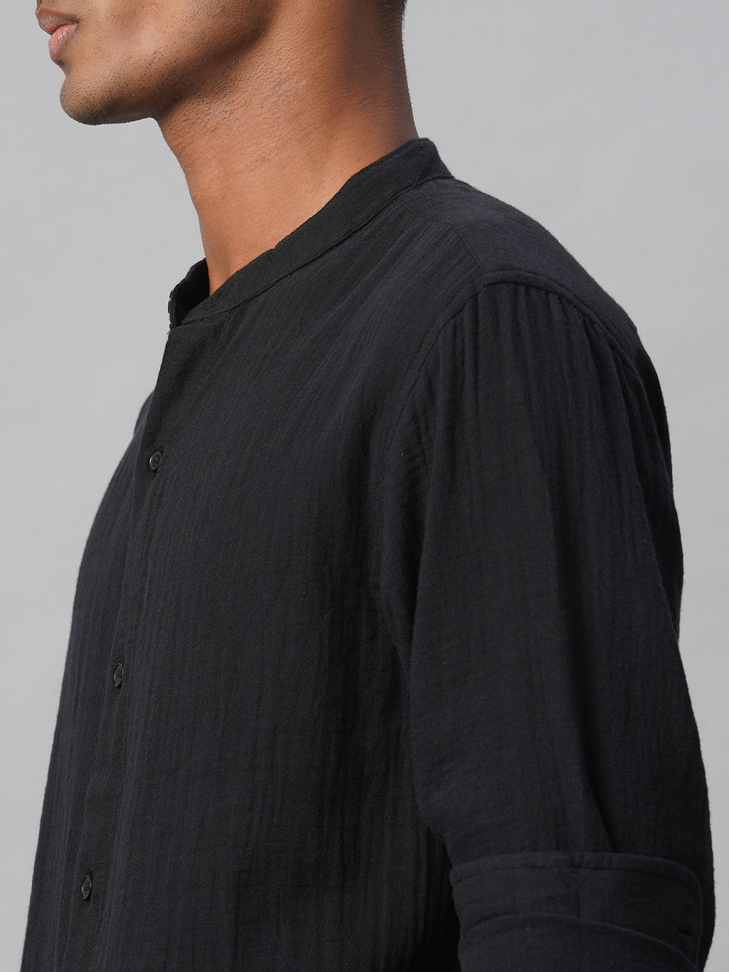 Men's Black 100% Cotton Loose Fit Shirt