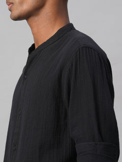 Men's Black 100% Cotton Loose Fit Shirt