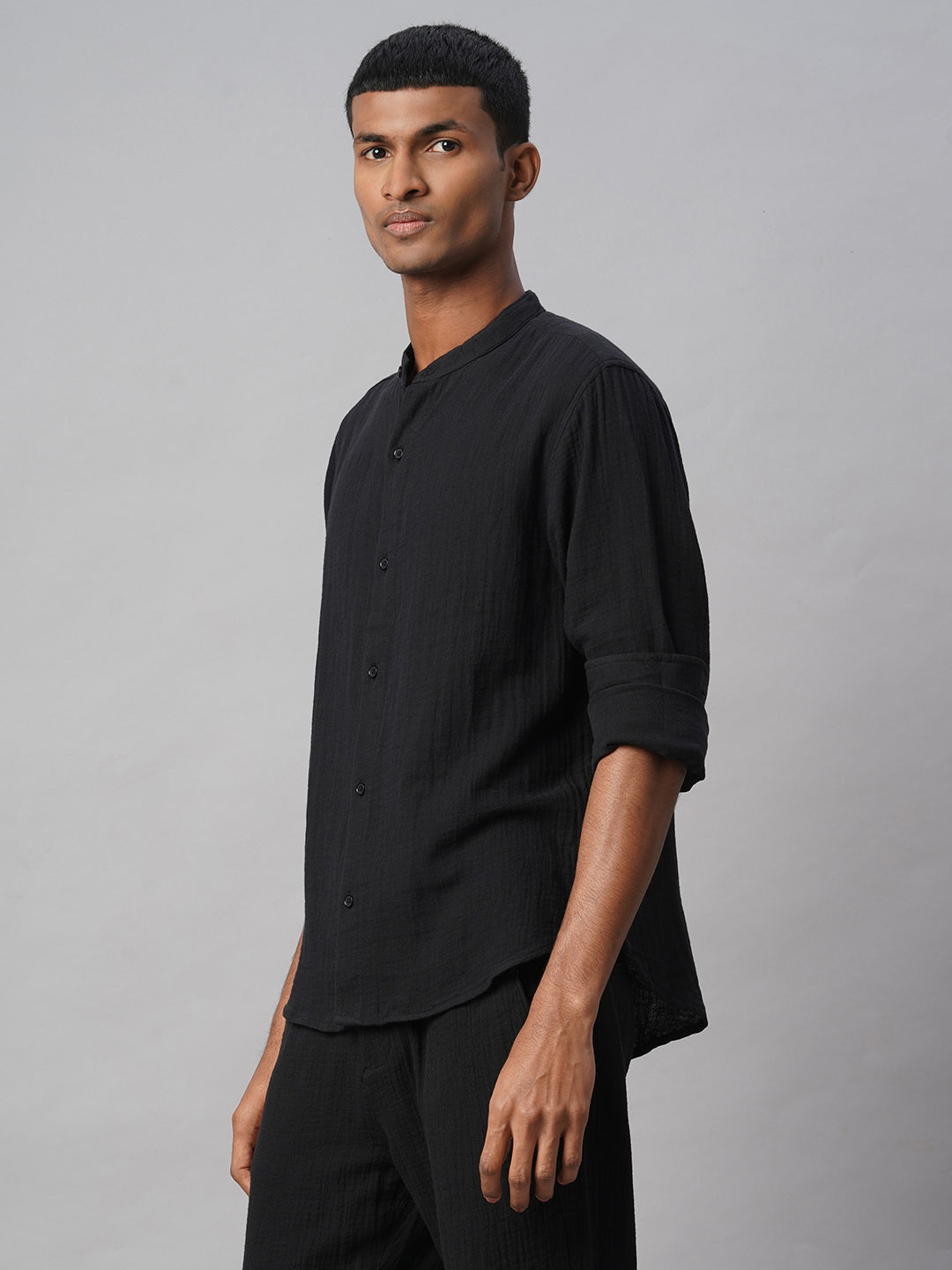 Men's Black 100% Cotton Loose Fit Shirt