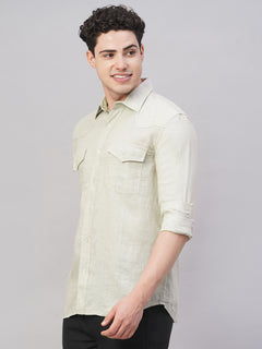 Men's 100% Linen Regular Fit Shirt Natural