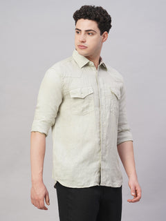 Men's 100% Linen Regular Fit Shirt Natural