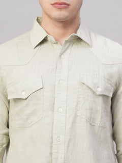 Men's 100% Linen Regular Fit Shirt Natural