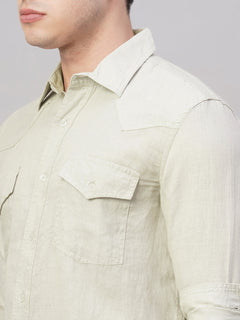 Men's 100% Linen Regular Fit Shirt Natural