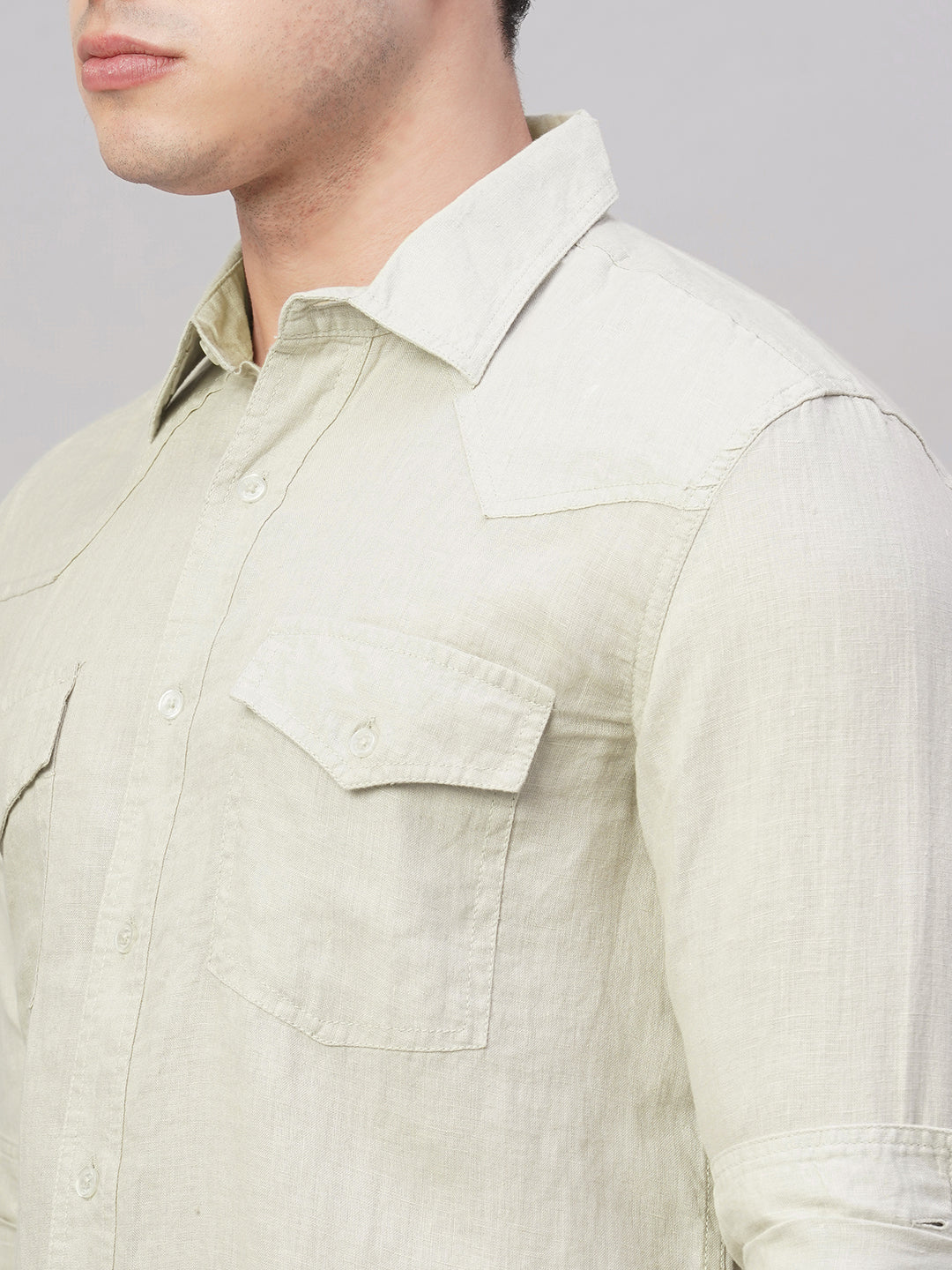 Men's Natural 100% Linen Regular Fit Shirt