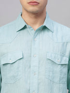 Men's Sky 100% Linen Regular Fit Shirt