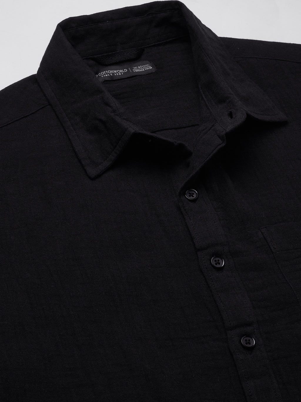 Men's Black 100% Cotton Regular Fit Shirt