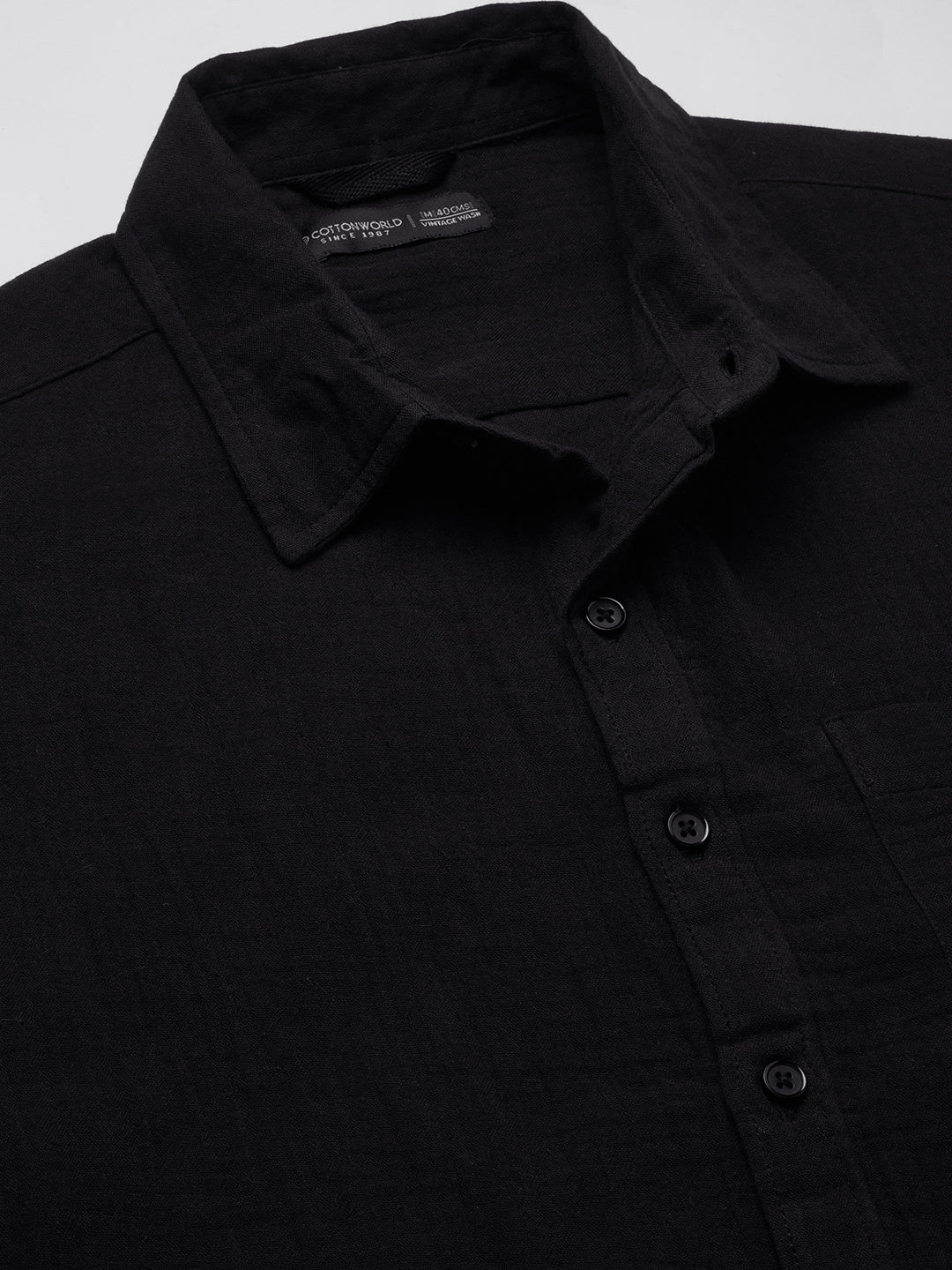 Men's Black 100% Cotton Regular Fit Shirt
