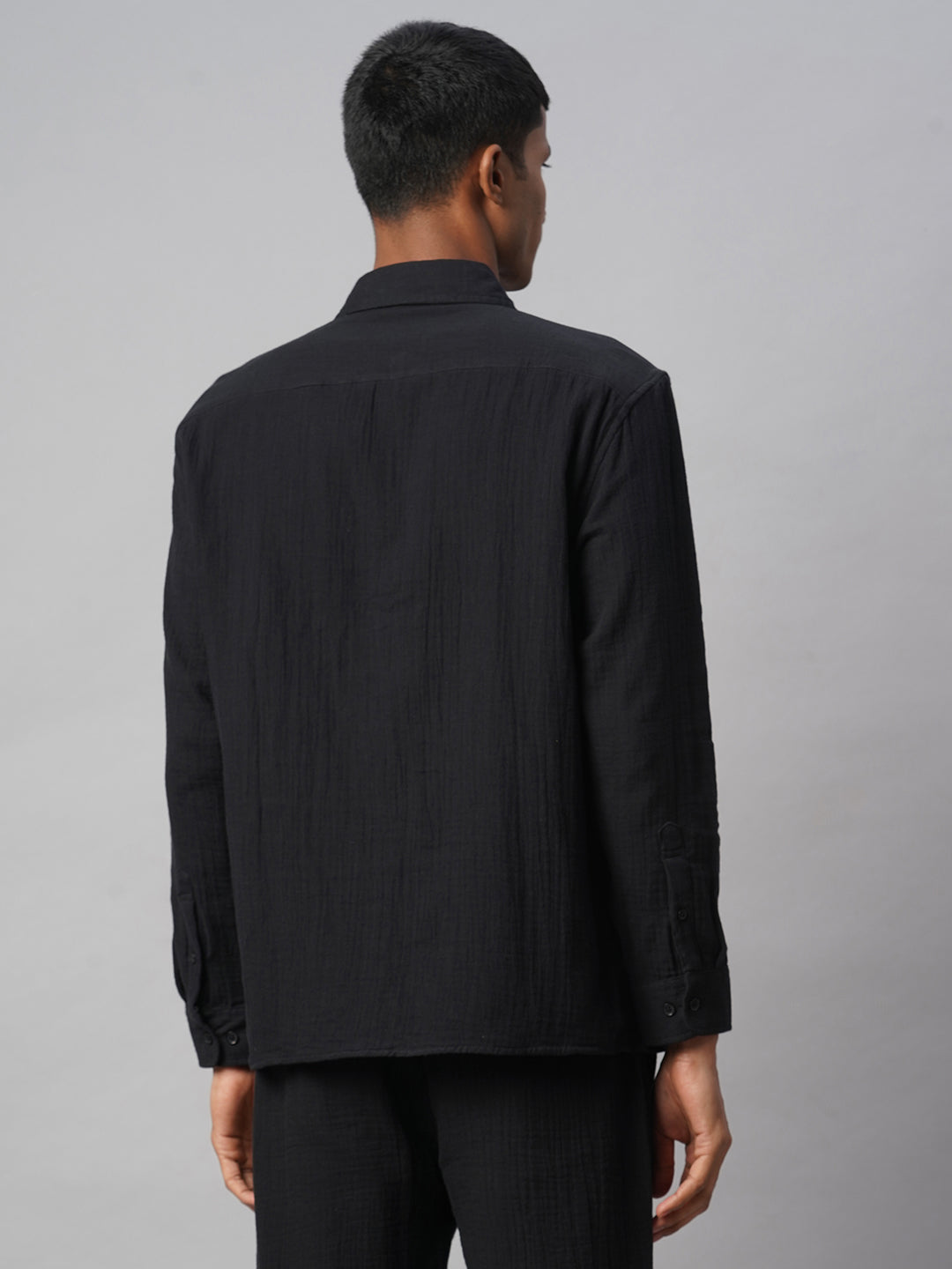 Men's Black 100% Cotton Regular Fit Shirt