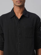 Men's Black 100% Cotton Regular Fit Shirt