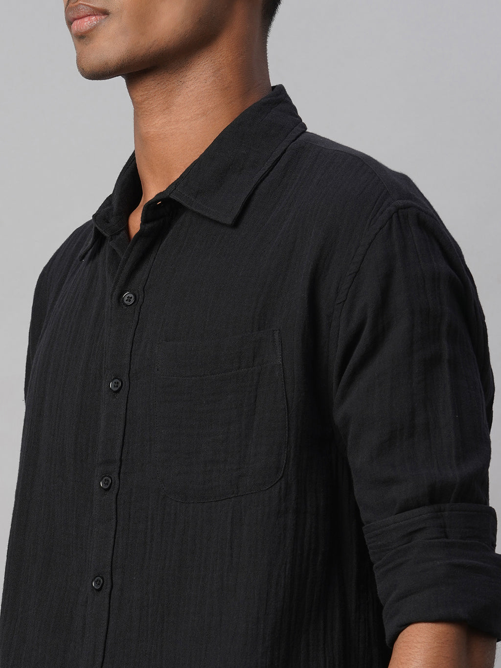 Men's Black 100% Cotton Regular Fit Shirt