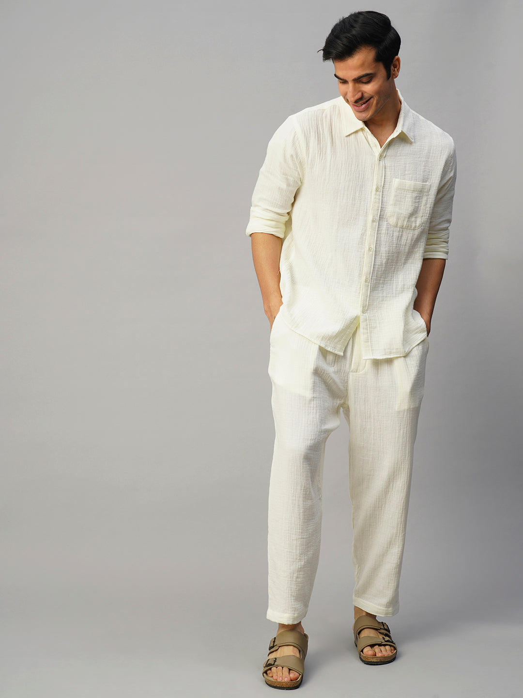 Men's White Cotton Regular Fit Shirt