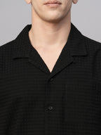 Men's Black Cotton Regular Fit Shirt