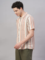 Men's Khaki 100% Cotton Regular Fit Shirt