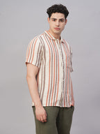 Men's Khaki 100% Cotton Regular Fit Shirt