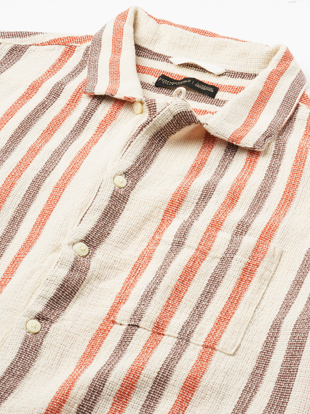 Men's Khaki 100% Cotton Regular Fit Shirt