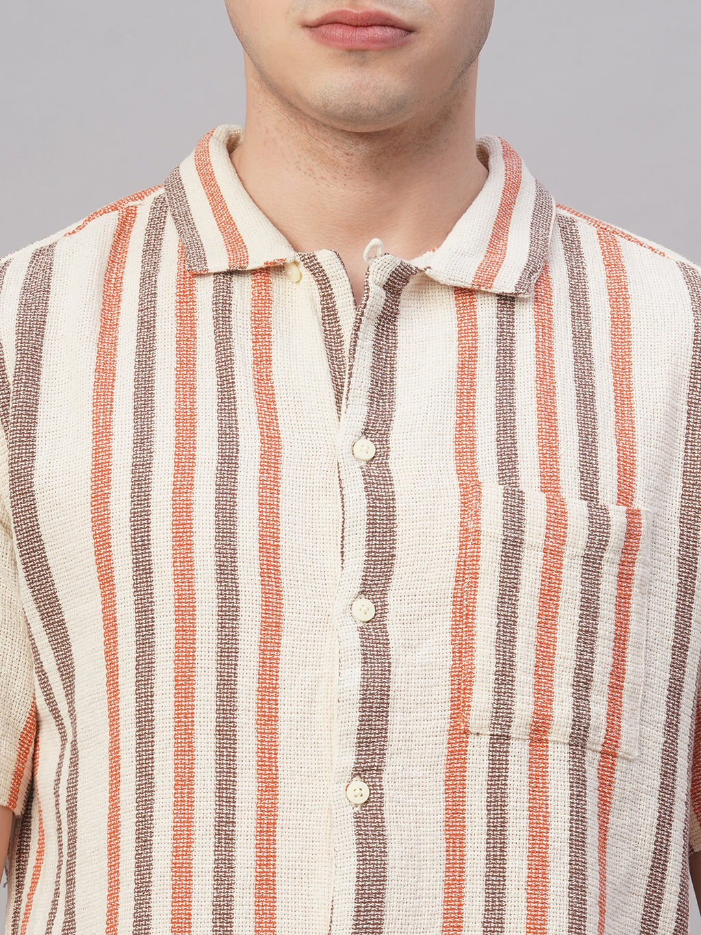 Men's Khaki 100% Cotton Regular Fit Shirt