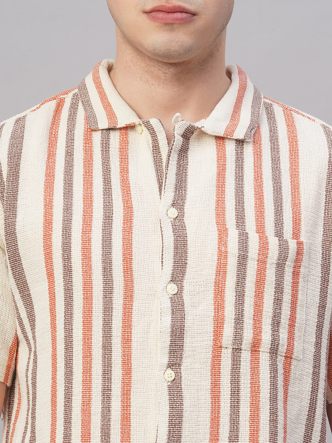 Men's Khaki 100% Cotton Regular Fit Shirt