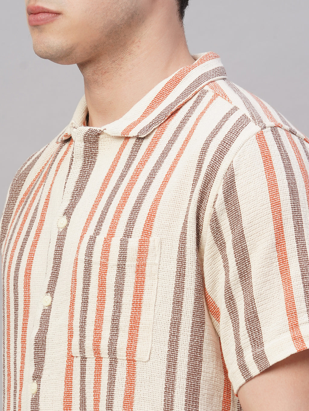 Men's Khaki 100% Cotton Regular Fit Shirt