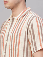 Men's Khaki 100% Cotton Regular Fit Shirt