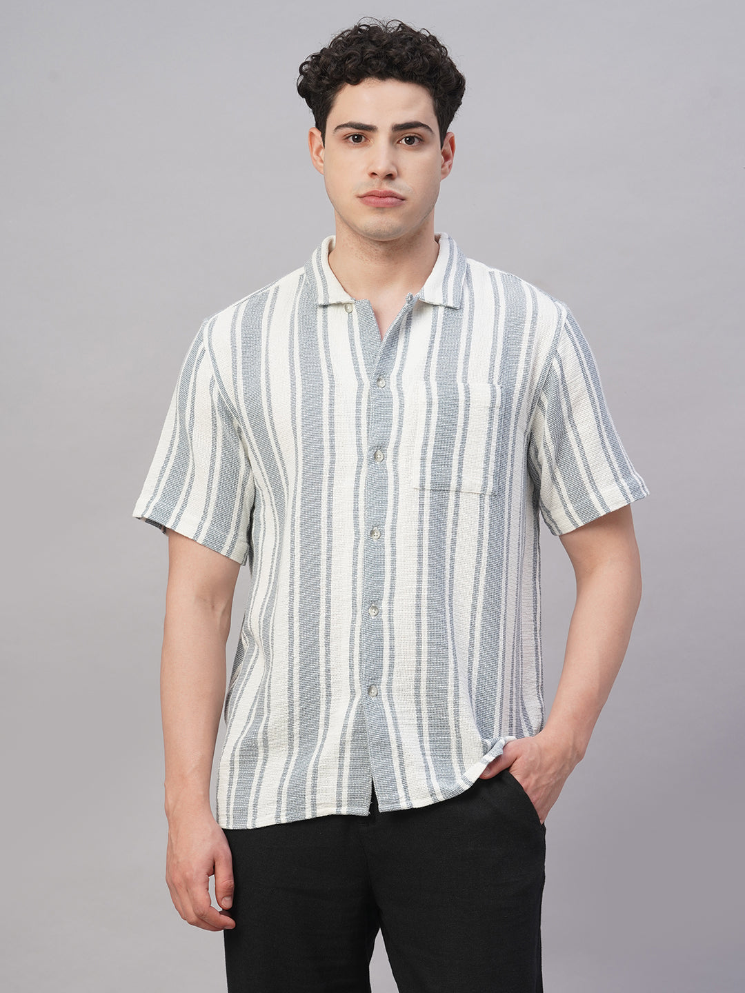 Men's White 100% Cotton Regular Fit Shirt