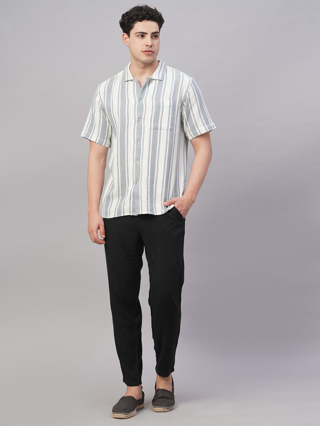 Men's White 100% Cotton Regular Fit Shirt