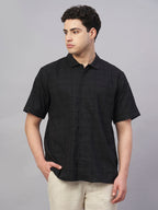 Men's Black 100% Cotton Regular Fit Shirt