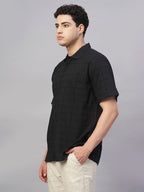 Men's Black 100% Cotton Regular Fit Shirt