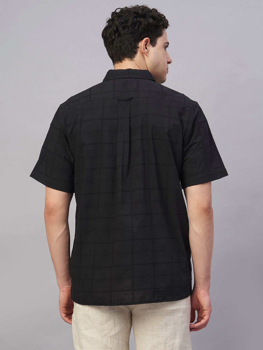 Men's Black 100% Cotton Regular Fit Shirt