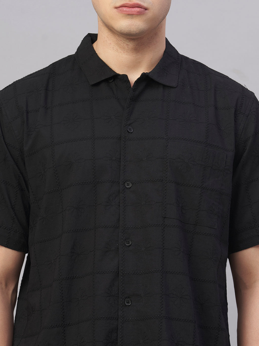 Men's Black 100% Cotton Regular Fit Shirt