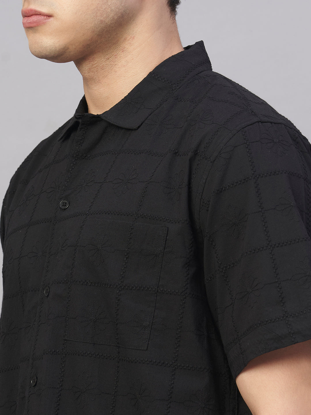 Men's Black 100% Cotton Regular Fit Shirt
