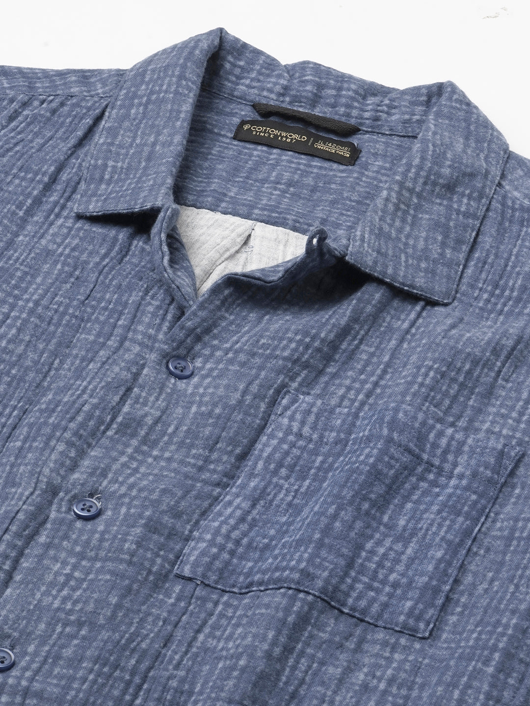 Men's Blue 100% Cotton Regular Fit Shirt