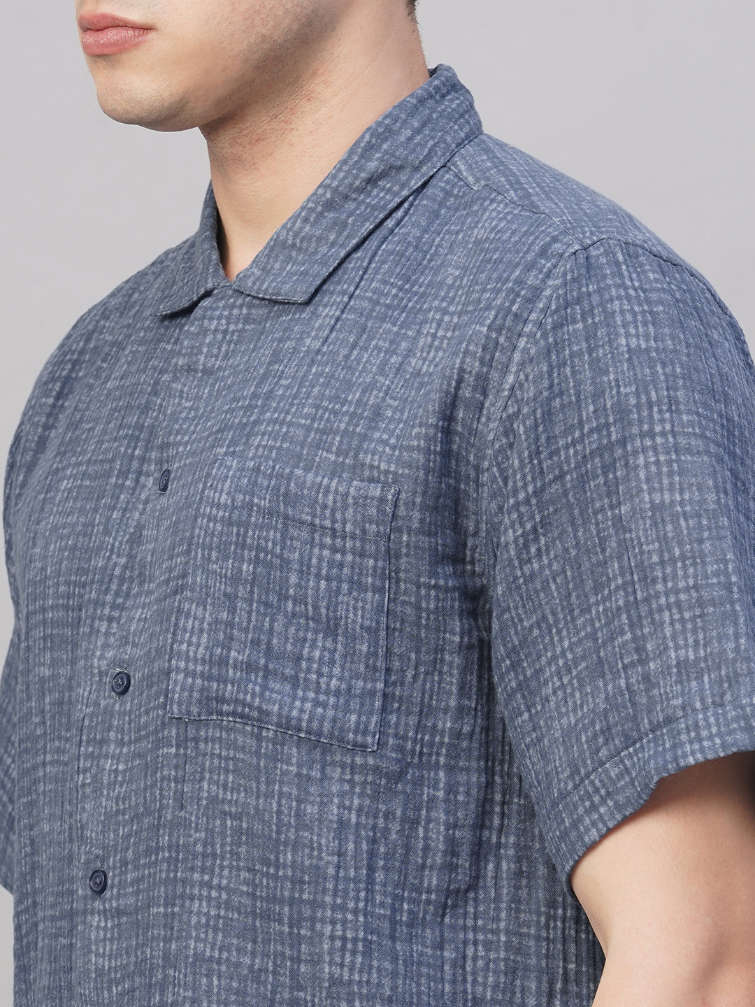 Men's Blue 100% Cotton Regular Fit Shirt