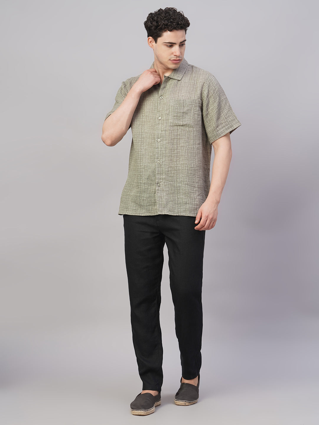 Men's Grey 100% Cotton Regular Fit Shirt