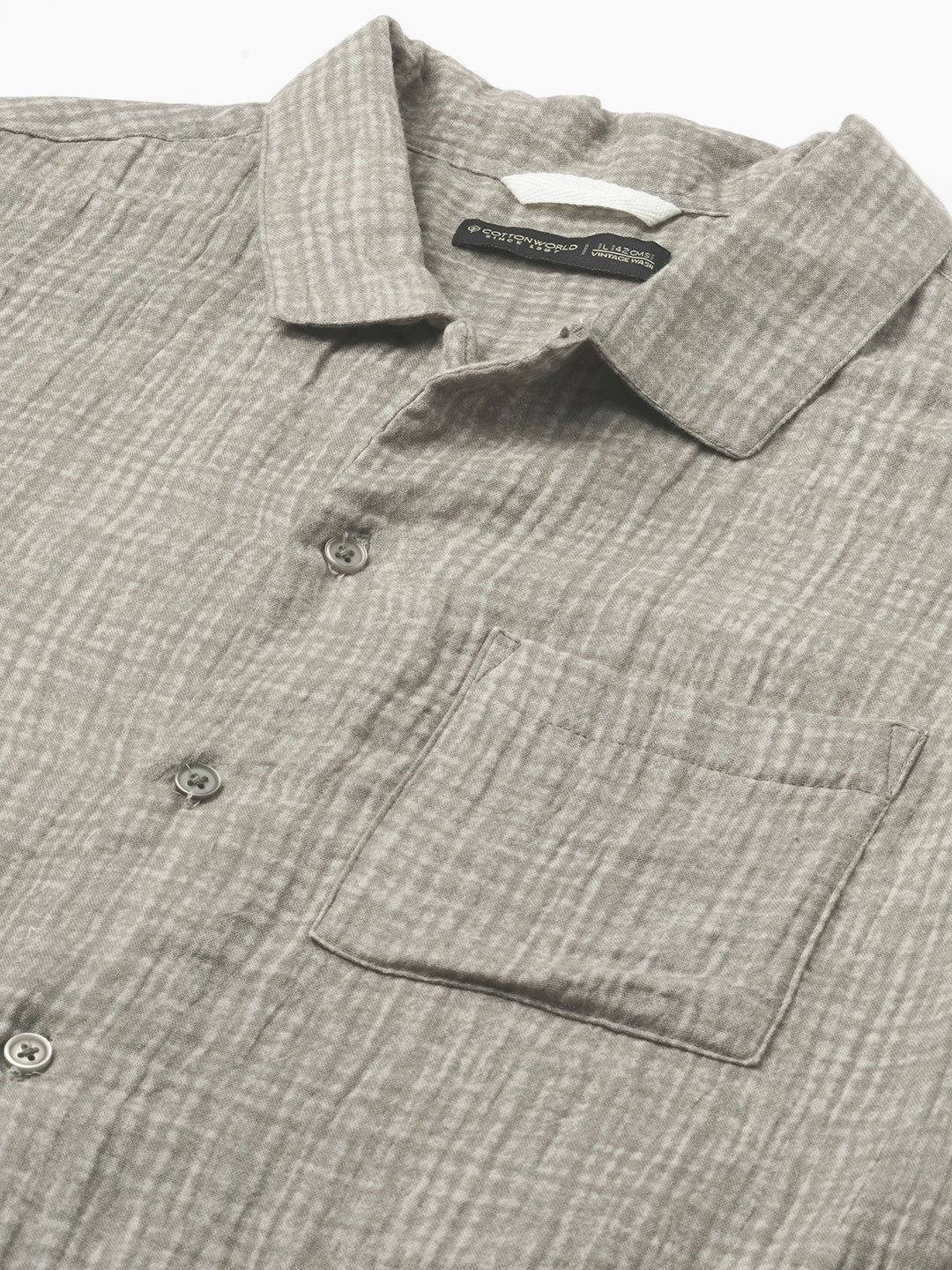 Men's Grey 100% Cotton Regular Fit Shirt